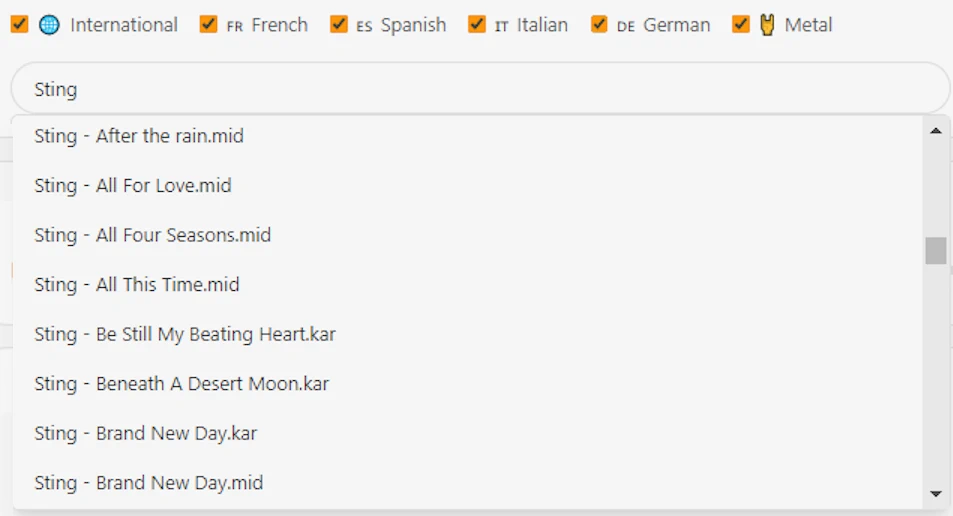 Collection folder selection and search bar
