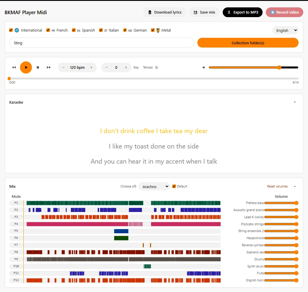 BKMAF Player Midi interface