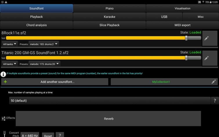 SoundFont settings